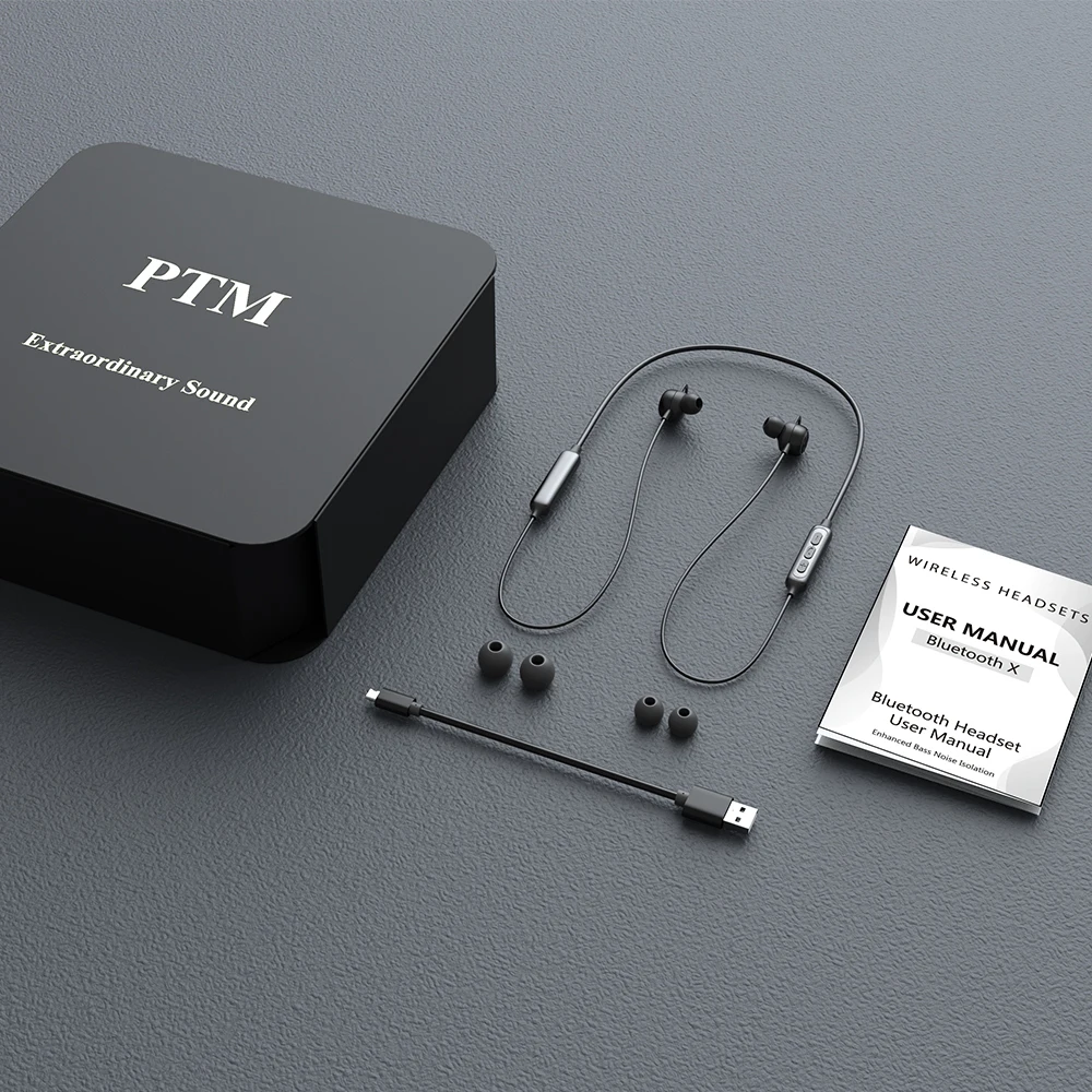 PTM X2 беспроводные Bluetooth наушники, бас-музыка, гарнитура, шейные спортивные наушники, динамические наушники, наушники с микрофоном для смартфона