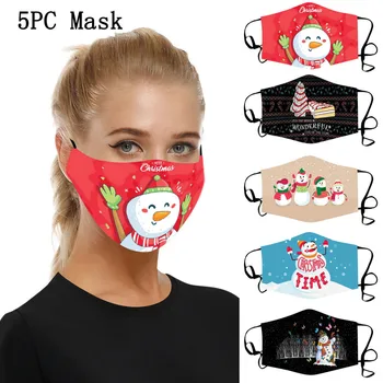 

Christmas Mondkapjes 5pc Christmas Print Mouth Masks For Protection Face Mask Washable Earloop Mask Mondmaskers Wasbaar