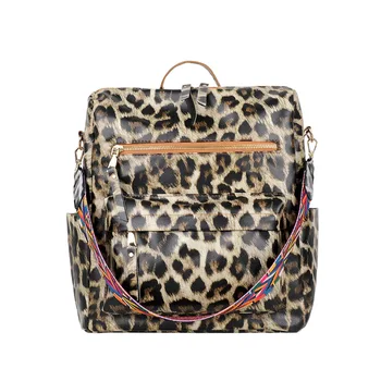 

2020 new PU retro large capacity travel backpack Korean student women leopard print backpack shoulder bag