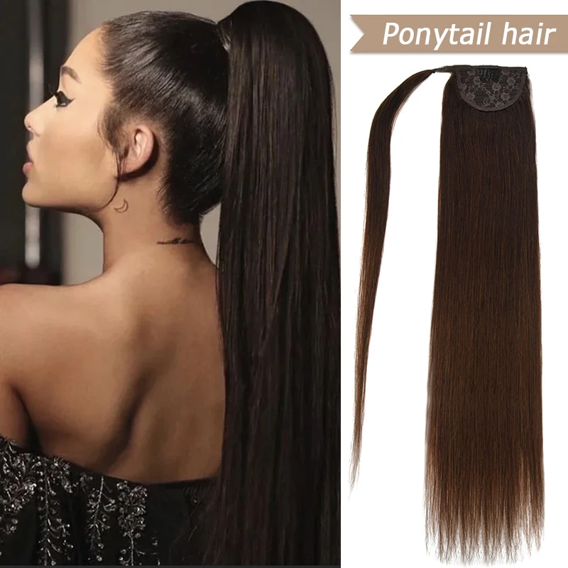 Extensiones de cabello humano brasileño Remy, postizo de pelo Natural con cola de caballo Balayage, color rubio y negro