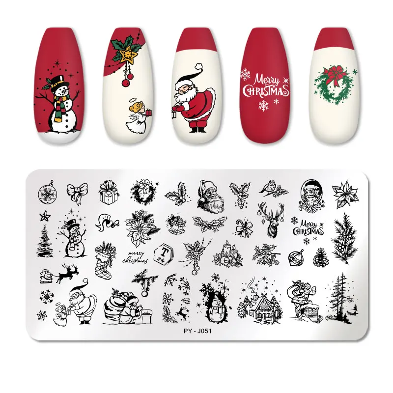 PICT YOU Christmas Nail Stamping Plates Snowflake Festival Pattern Nail Art Image Plates Stainless Steel Nail Art Plate Stencil 2