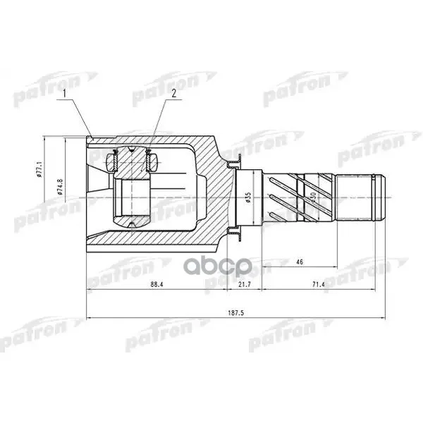 Шрус Внутренний 29x35x25 Subaru Legacy B13 03-09 Patron Pcv1556 PATRON арт. PCV1556
