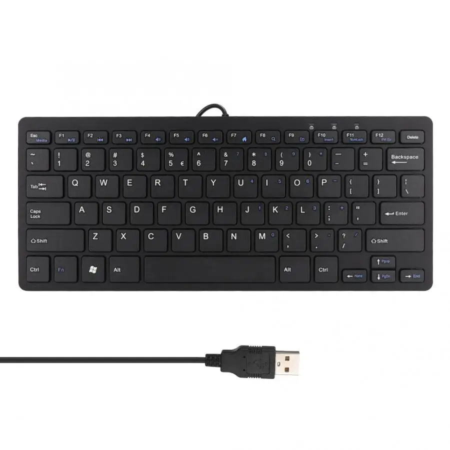 78 клавиш ультра-тонкий мини USB промышленный бесшумный бизнес проводная клавиатура ножницы дизайн ног с мультимедийной функцией для офиса - Цвет: Черный