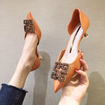 

2020 spring pointed stiletto shallow mouth high heels women fashion wild small fresh bridesmaid wedding shoe