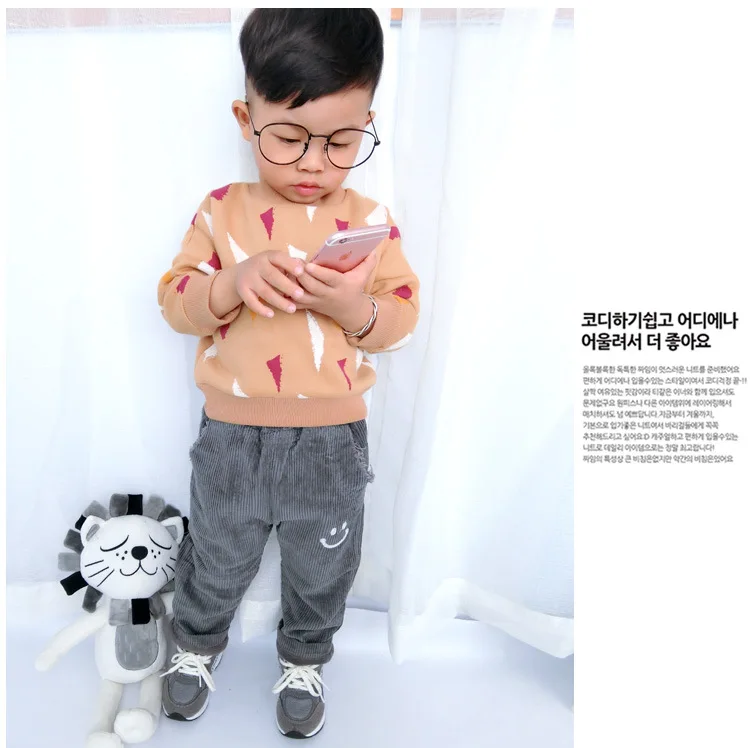 Autumn And Winter Children Corduroy Casual Pants Korean-style Brushed And Thick Trousers Children Men And Women Children ba