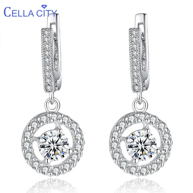 Cellacity классическое серебро 925 ювелирные серьги для женщин женские короткие