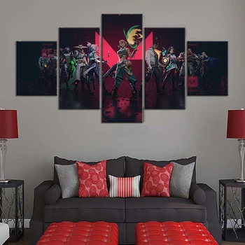 

5 Pieces Video Gamen Valorant Oil Painting Canvas Painting Game Poster Wall Stickers HD Print Artwork Home Decor