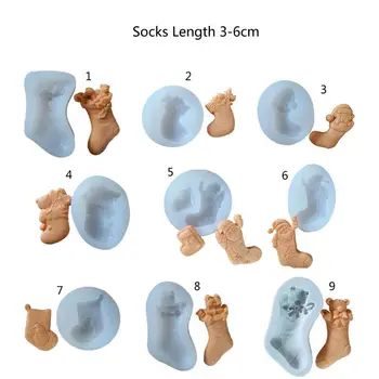 

Silicone Christmas Socks Epoxy Resin Molds Santa Claus Socks Non-Stick Chocolate Jelly Baking Mold for Party Xmas Gift