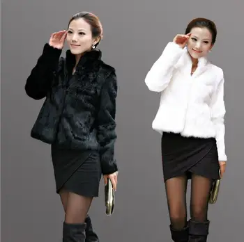 

New Black/White Womens Winter Autumn Imitation Fur Jackets Short Female Fake Fur Coats Large Size Fur Tops Fourrure Femme J3052