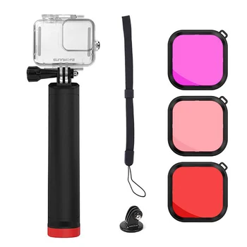 

1 Set 60M Waterproof Protective Case Underwater Housing Shell Diving Filter Floating Bar for GoPro Hero 8 Black Sports Camera