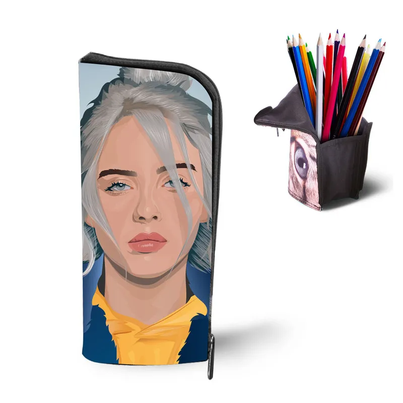 Billie Eilish Косметический Чехол для девочек-подростков, школьные канцелярские товары, Мультяшные высокие женские принты, ручка для детей, сумка для женщин, пенал - Цвет: L5551D