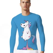 KYKU Единорог Футболка с длинным рукавом мужская Радужная футболка синяя футболка с 3d принтом забавная футболка s Летняя мужская одежда новая