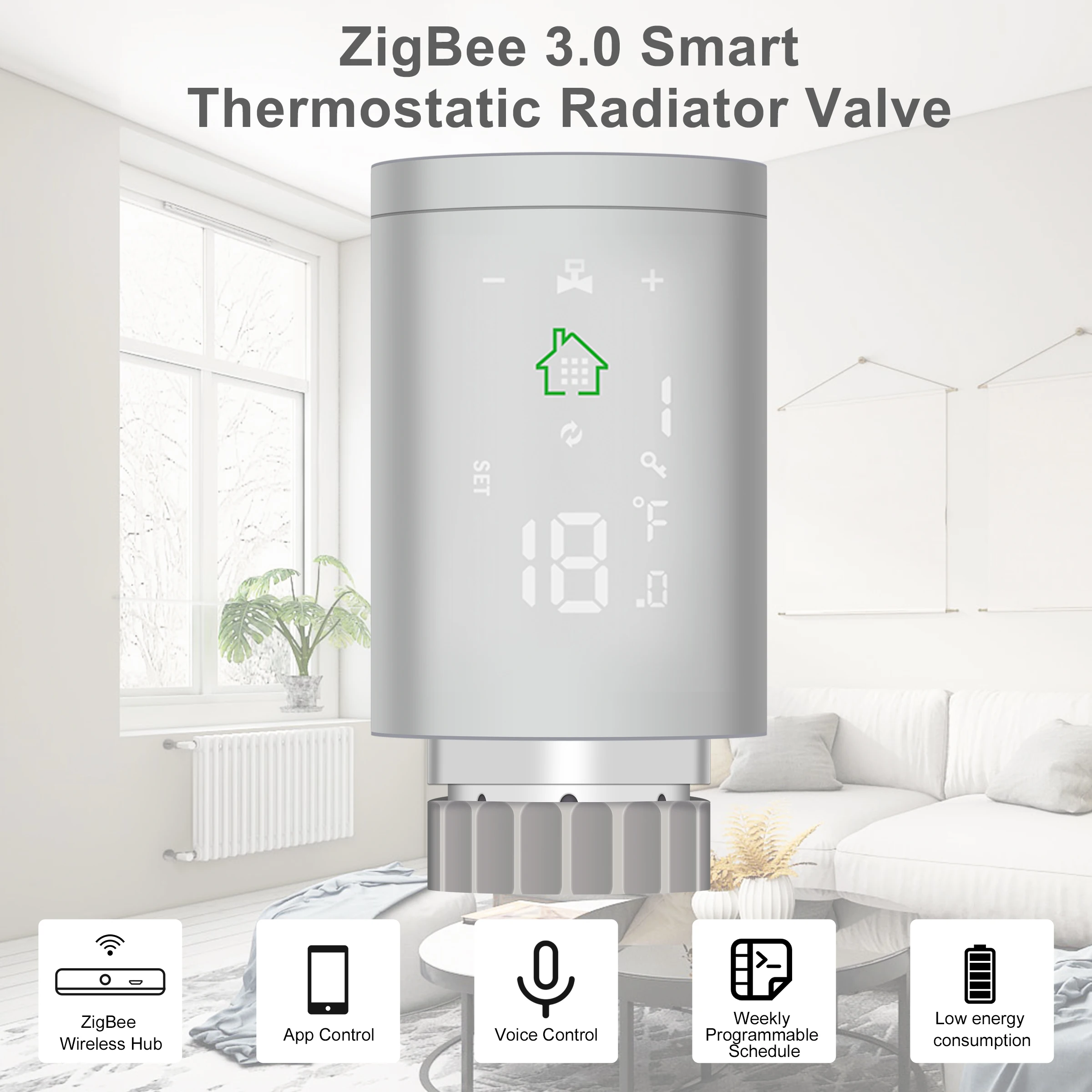 Термостатический клапан радиатора Tuya ZigBee Smart TRV привод для прогашивания