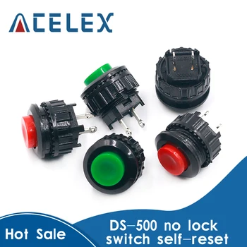 

2PCS Power switch button switch press through DS-500 open hole 14MM red green non-lock switch self-reset