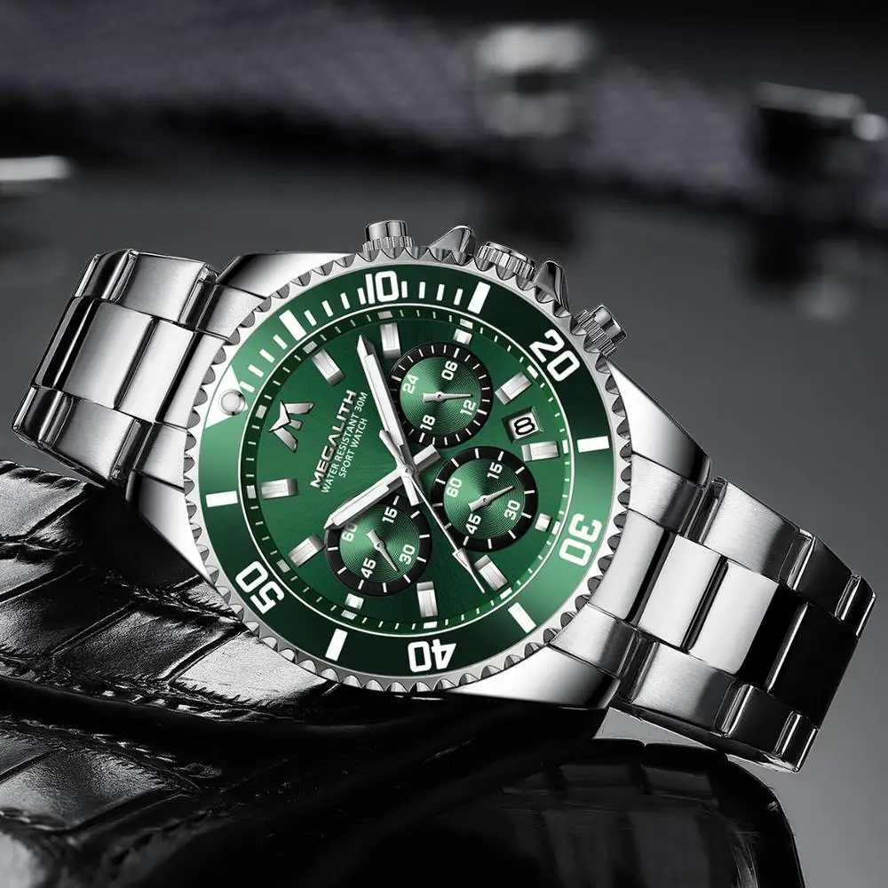 MEGALITH Reloj Hombre 2021 модные повседневные часы мужские водонепроницаемые аналоговые 24