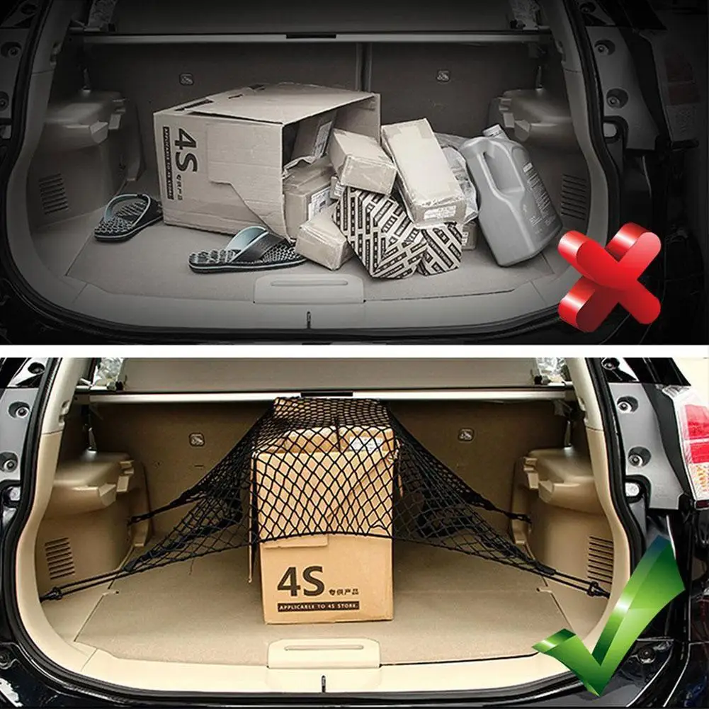 Авто Уход 90X40 см Универсальный Автомобильный багажник для хранения багажа вместительный Органайзер нейлоновая эластичная растягивающаяся сетка с 4 пластиковыми крючками