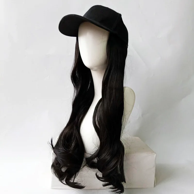 6 цветов женская шляпа волнистые волосы расширение с черным парик шляпа все-в-одном Женская Бейсболка Шляпа кудрявый парик волосы большая волна