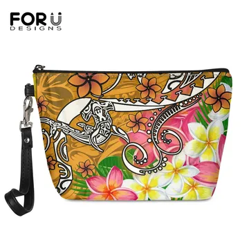

FORUDESIGNS Fashion Luxury Cosmetic Bag Hawaii Polynesian Turtle Plumeria Printing Female Portable Travel Organizer Case 2020