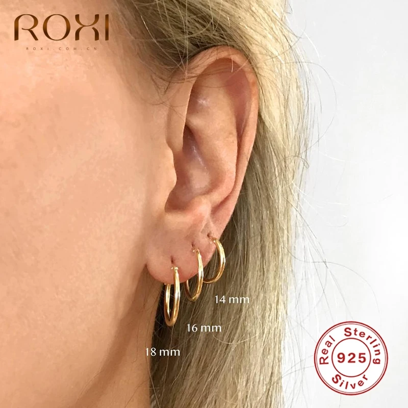 Boho 925 Silver Square Hoop Earrings for Women Pendientes Big Geometric Jewelry 