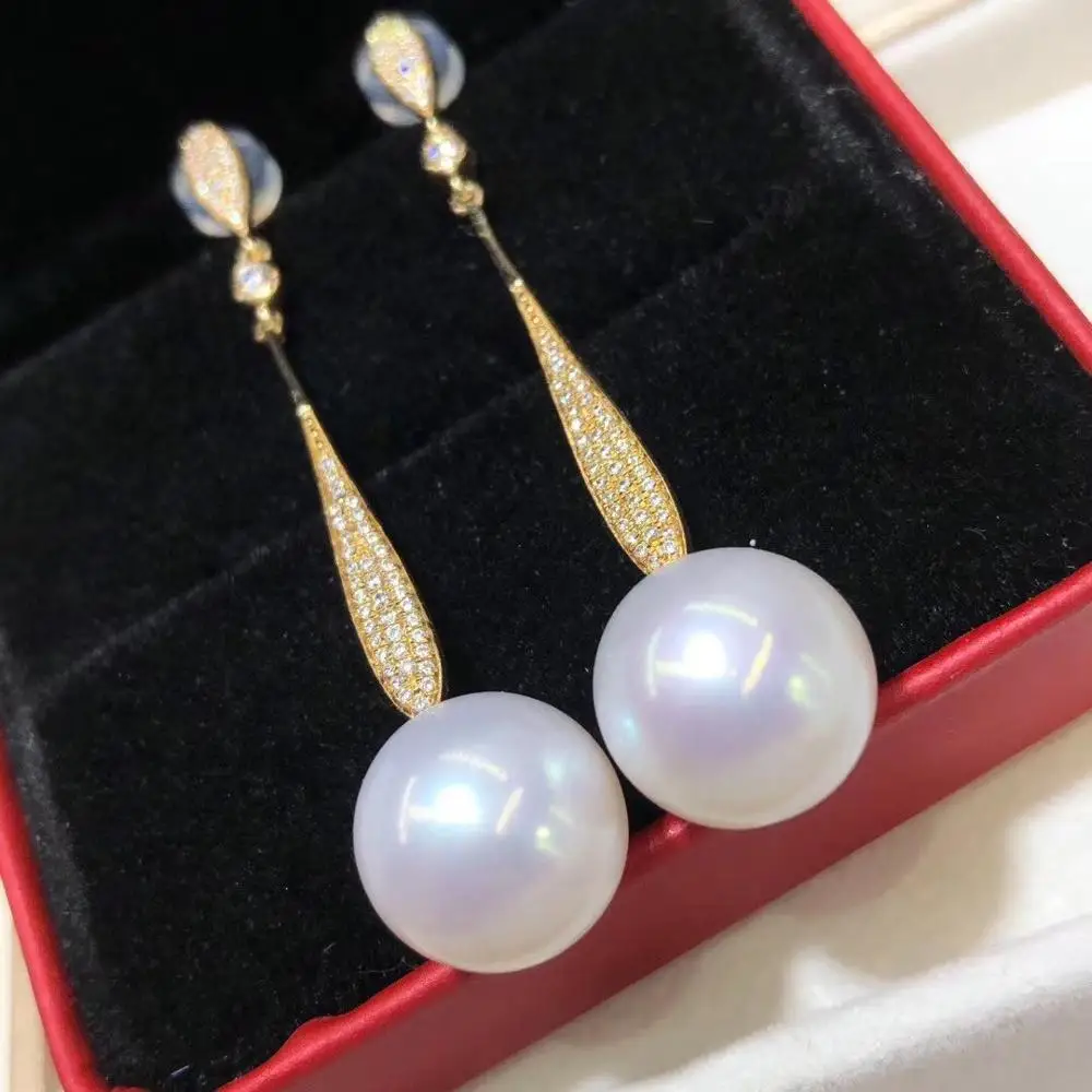 

Серьги женские из белого жемчуга, 14 к, Круглые, 11-12 мм