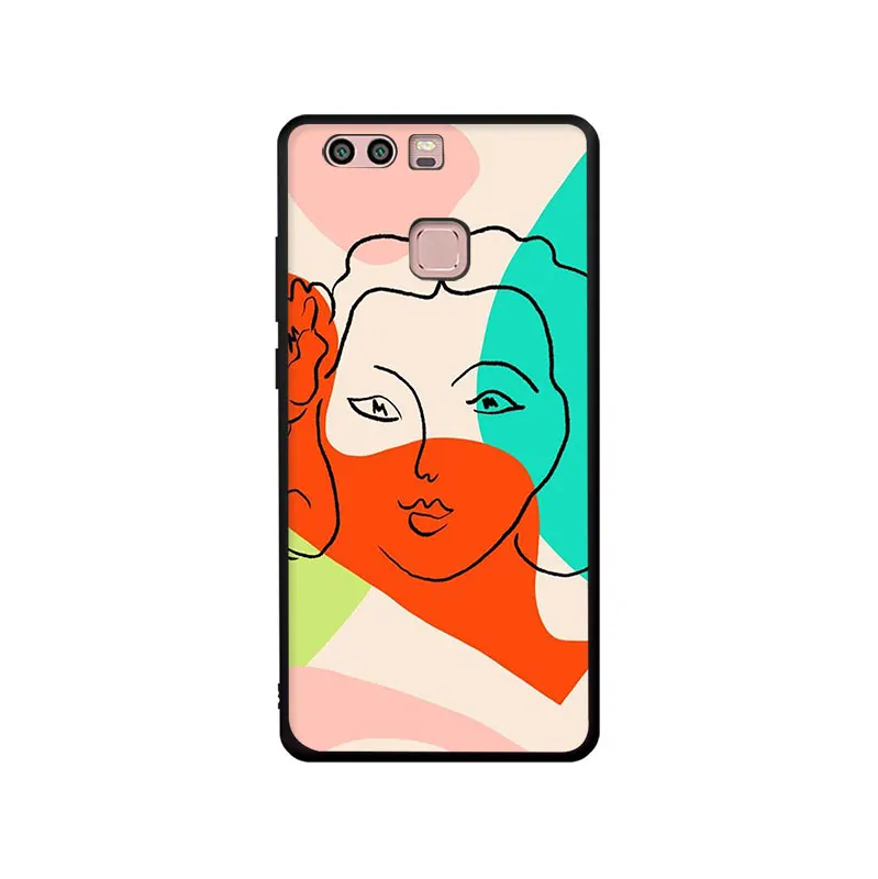 Poster Minimalist Face artwork sketch Soft Phone Cover Case for Huawei P8 9 10 20 30 Lite Pro P Smart Z - Цвет: B12