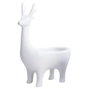 

Jewelry Storage Box Cute Deer Shape Home Decoration Key Organizer Plant Flower Pot Home Office Decoration White