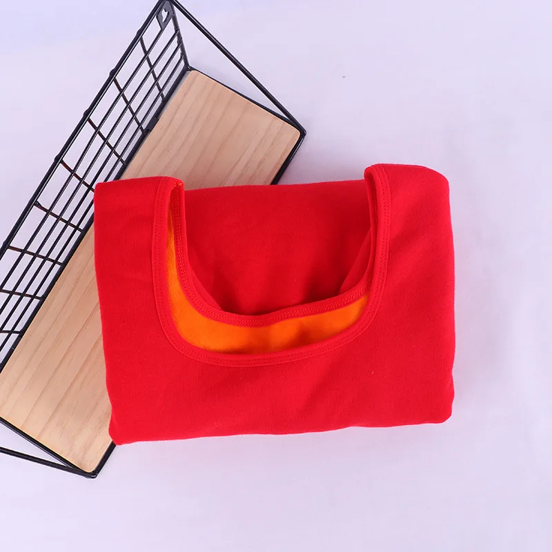 red U-neck tops Бархатная плотная женская рубашка с длинным рукавом, зимние женские топы с круглым вырезом, тонкая теплая хлопковая футболка, Женская Повседневная футболка C5934 - Цвет: red U-neck tops