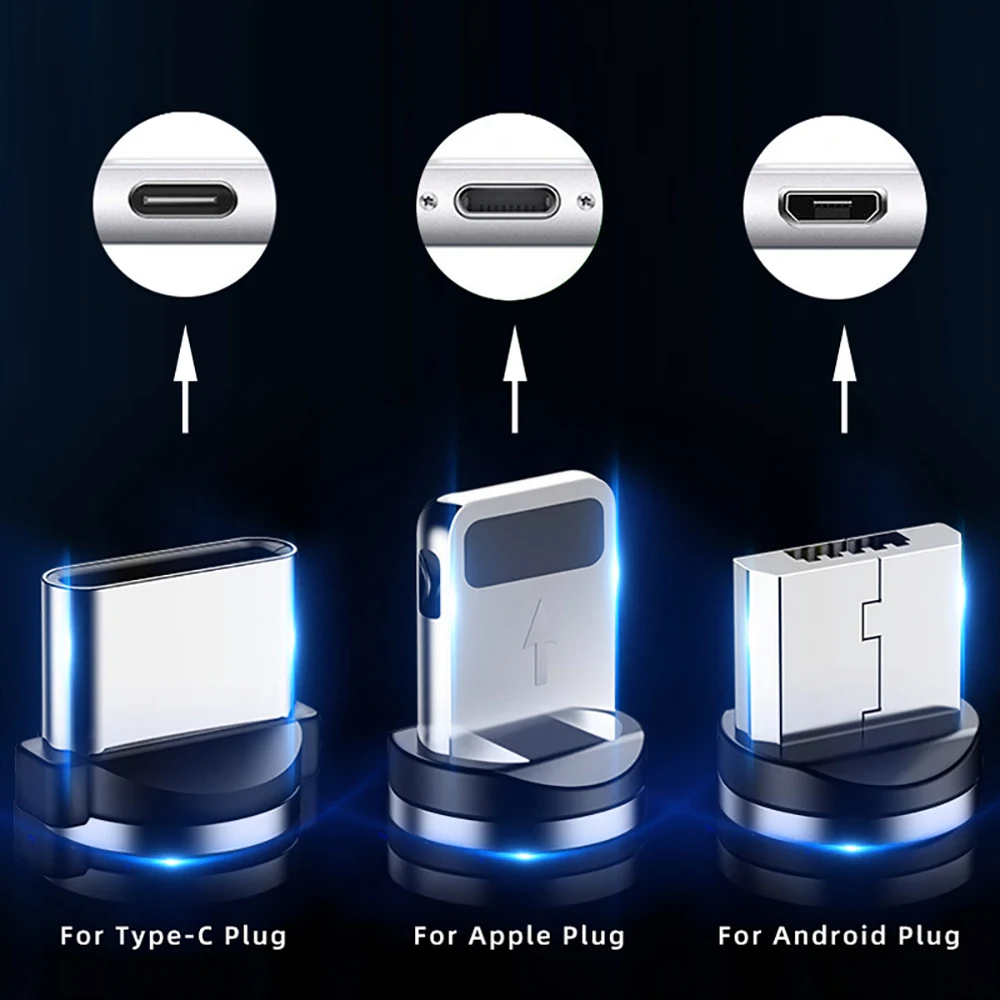 Магнитный кабель, штекер, USB кабель, адаптер для iPhone 8 pin, USB C, Micro type C, вилки, Android, быстрая зарядка, USB зарядное устройство, шнур, вилка