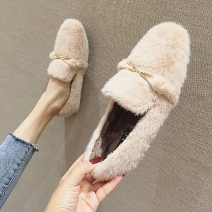 

Women's Boots Autumn Fashion Womens Shoes 2019 Low Heels booties Lace Up Winter Footwear Boots-women Plush Punk Flat Mid Calf