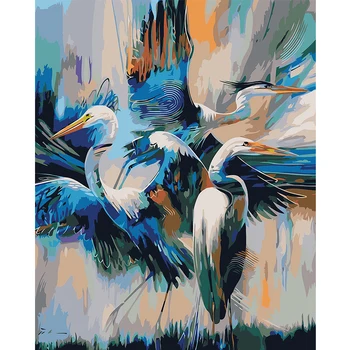 

Oil Painting Bird Animals HandPainted Kits Drawing Canvas Pictures By Numbers Crane Home Decoration DIY Gift Wall Art 40x50cm