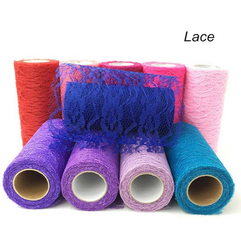 

15cm*10Y Colorful Polyester Lace Tissue Tulle Ribbon for Doll DIY Dinning table Wedding Birthday Decor Party Supplies