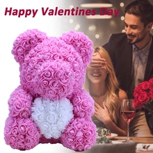 Valentines Day Gift 35cm Rose Teddy Bear Rose Flower Artificial Decoration Valentine Day Birthday Party Wedding Decoration Gift rose soap flower wedding decoration romantic valentine s day birthday gift decoration best for lovers