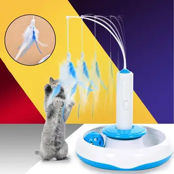 

1Pcs 20cm Long Simple Pet Toy Feather Cat Toy Rotary Feather Play With Cat Interactive Toy Funny Cat Stick For Pet Cat Toy