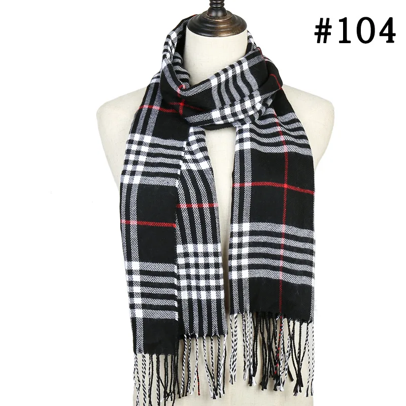 Роскошный брендовый клетчатый шарф, зимний кашемировый шарф для женщин, женский длинный шерстяной шарф из пашмины, женские шали, мужской деловой шарф - Цвет: 104