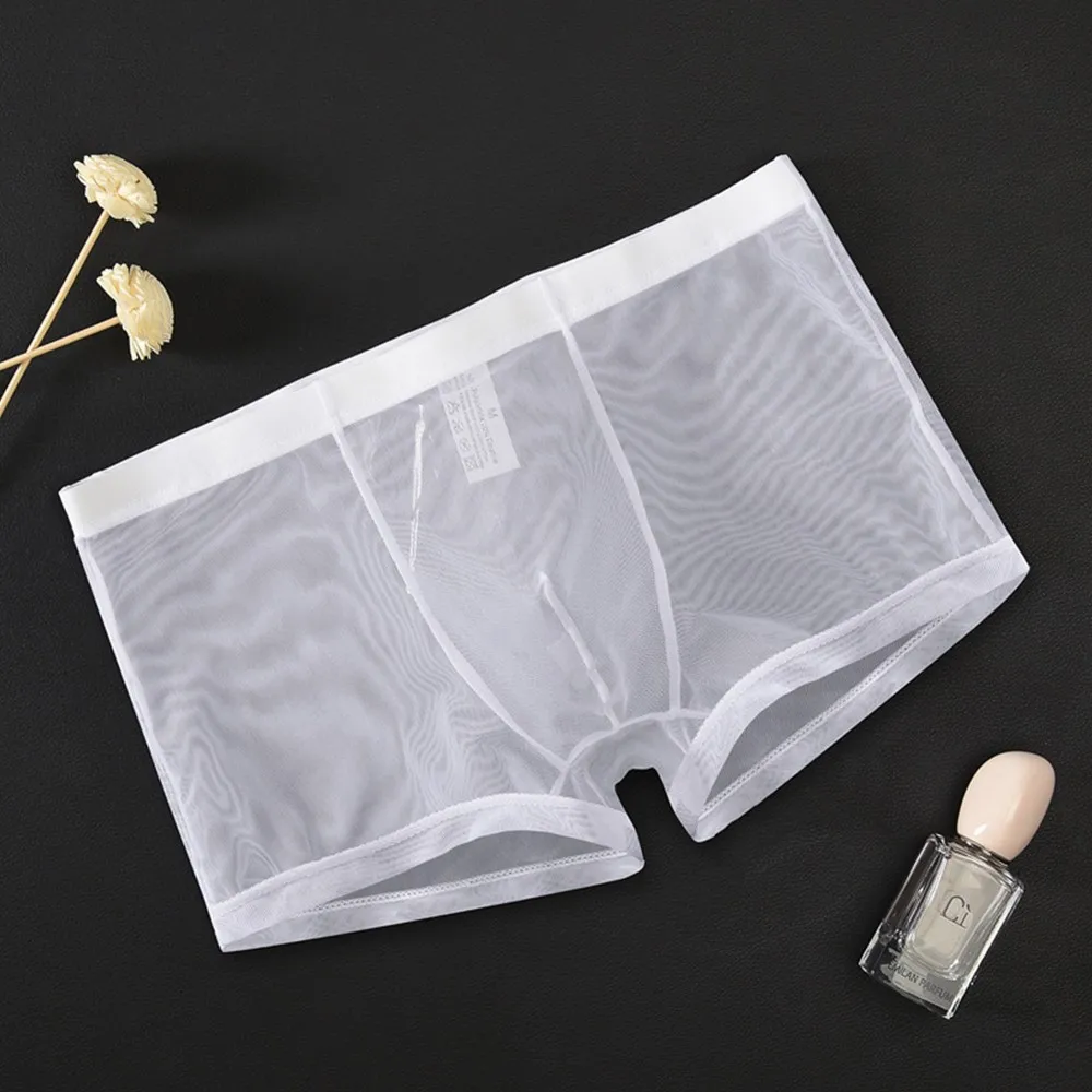 Tramsparent Mesh Boxer Brief Men's Soft Underwear See Through Panties Men's Sexy Sheer Underpant Male Breathable Boxer Shorts sexy men s mesh soft underwear u convex pouch panties modal cotton shorts trunks comfy ultra thin lingerie boxer brief