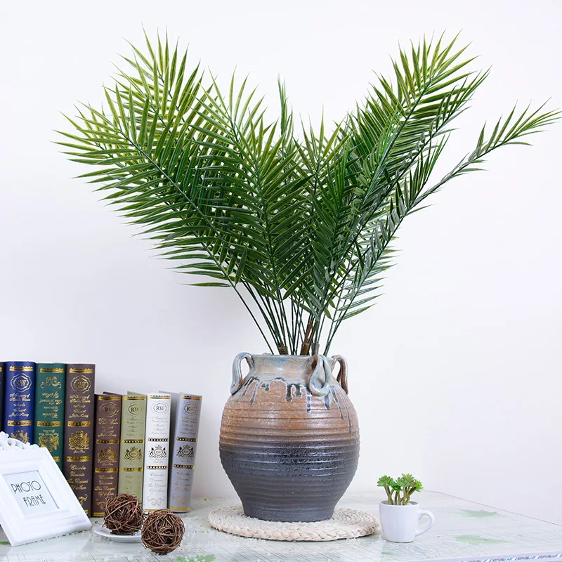 Gran Planta искусственный бонсай hoja de helecho verde Palma hojas hogar boda decoraciones plastico flores falsas hoja