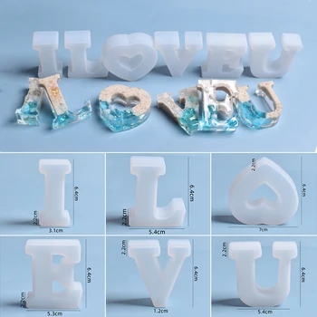 

6pcs/set English Letter Resin Mold I LOVE U Silicone Decoration Ornaments Mold Resin Epoxy Mould DIY Craft