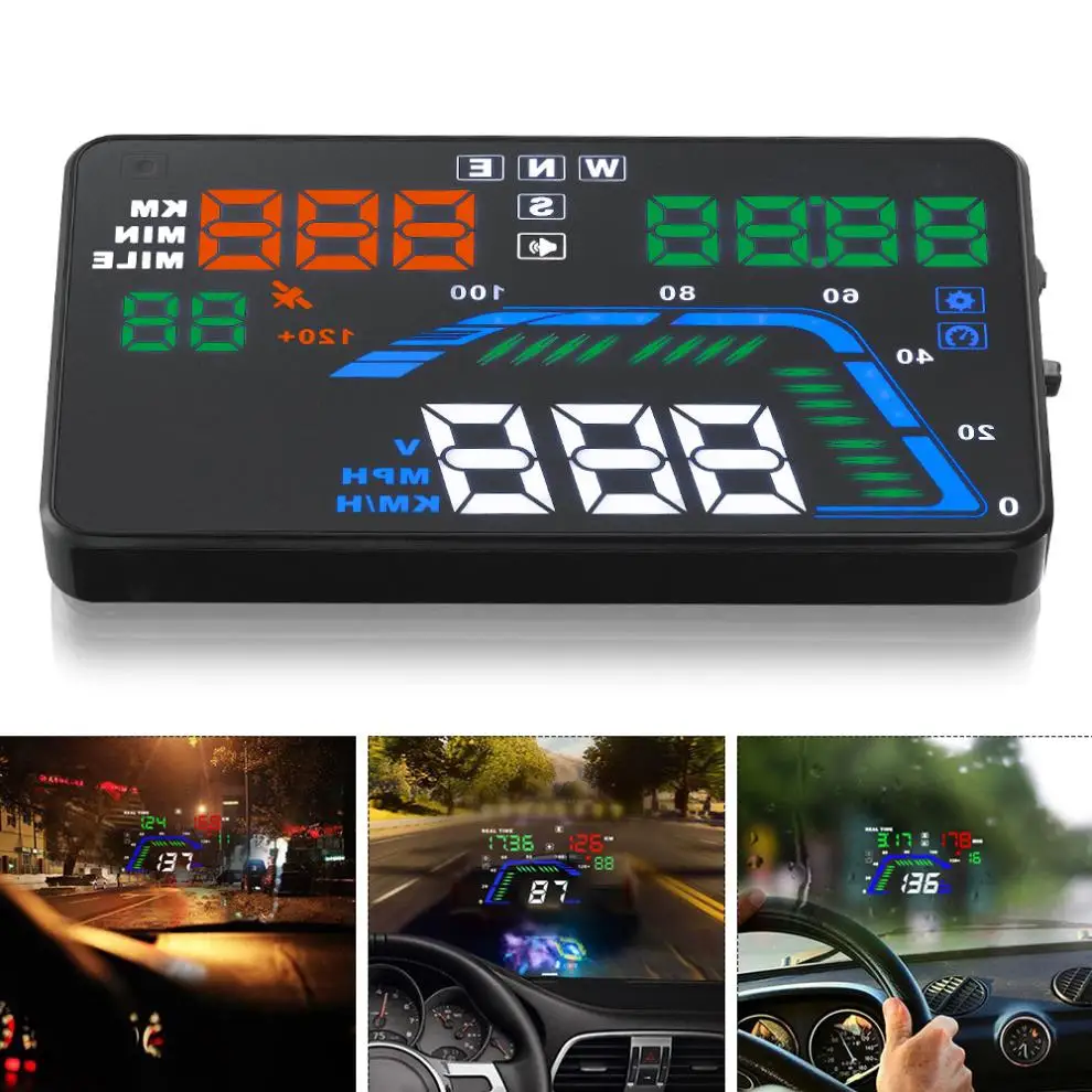 Universal Q7 55 Zoll Auto Auto HUD GPS Head Up Display Geschwindigkeitsmesser Überdrehzahl Alarm Wa