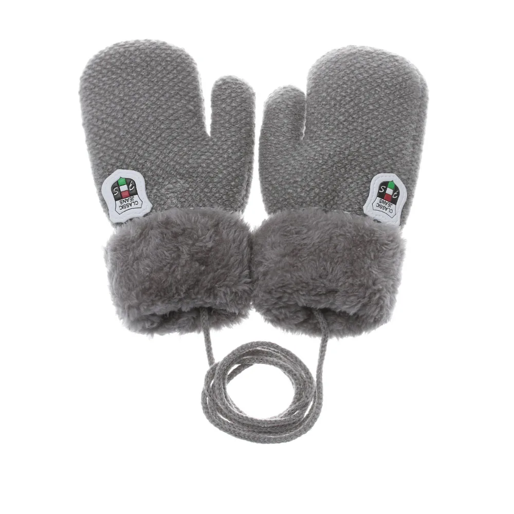 Style 2-light grey Новые детские перчатки, зимние вязаные шерстяные варежки, милые бархатные толстые перчатки с рисунком звезд, сохраняющие тепло для детей - Цвет: Style 2-light grey