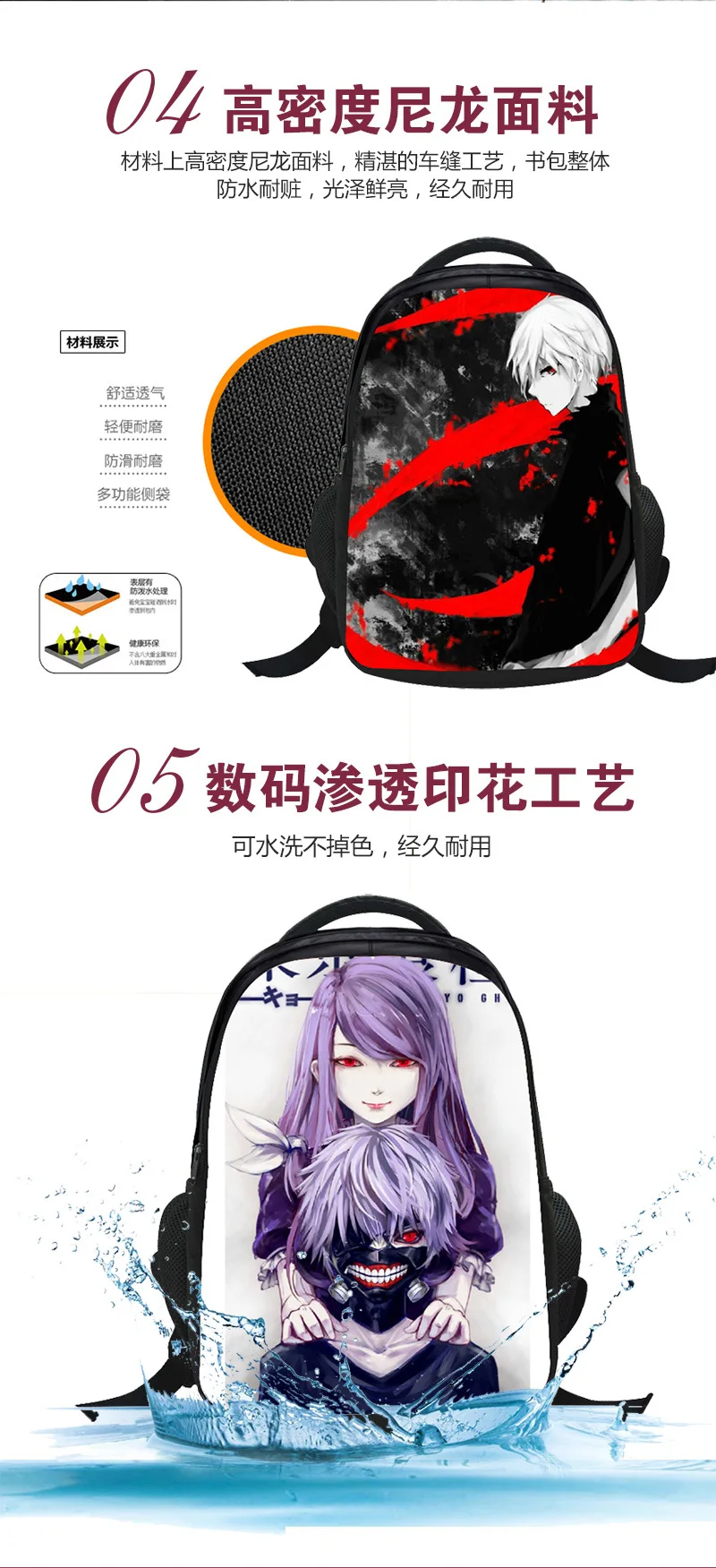 Одежда с надписью «Tokyo Ghoul школьная сумка Одежда с надписью «Tokyo Ghoul для детского сада, из вельвета, для мальчика с рисунком из аниме косплея канеки кэна, сопутствующие товары как у знаменитостей Стиль рюкзак большой основной C