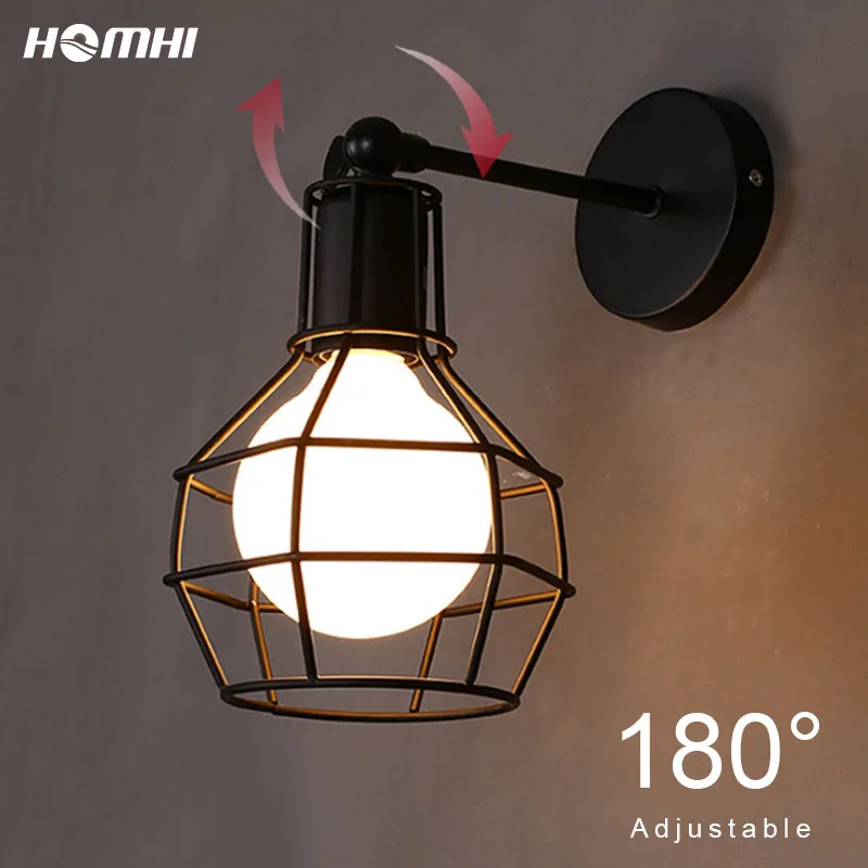 vintage industrial wall sconce interior wall lamps niches for decoration black cage adjustable e27 room lights staircase lightin vintage industrial wall sconce interior wall lamps niches for decoration black cage adjustable e27 room lights staircase lightin