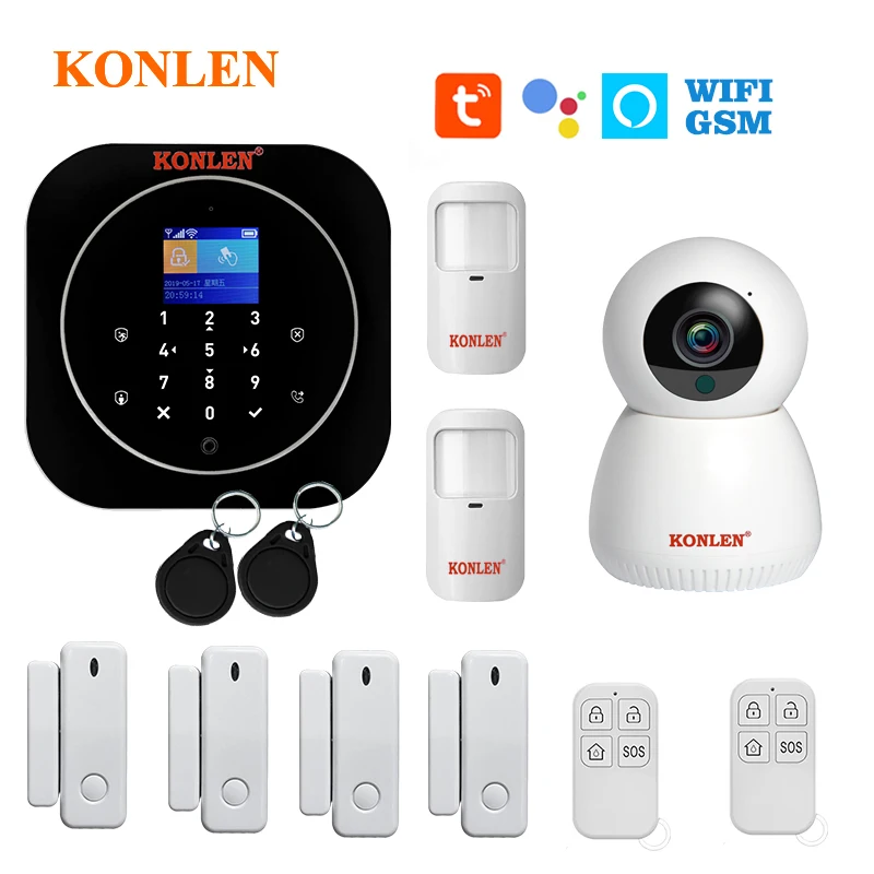 Система сигнализации KONLEN Tuya с Wi Fi и GSM беспроводная сенсорная ЖК Смарт камера