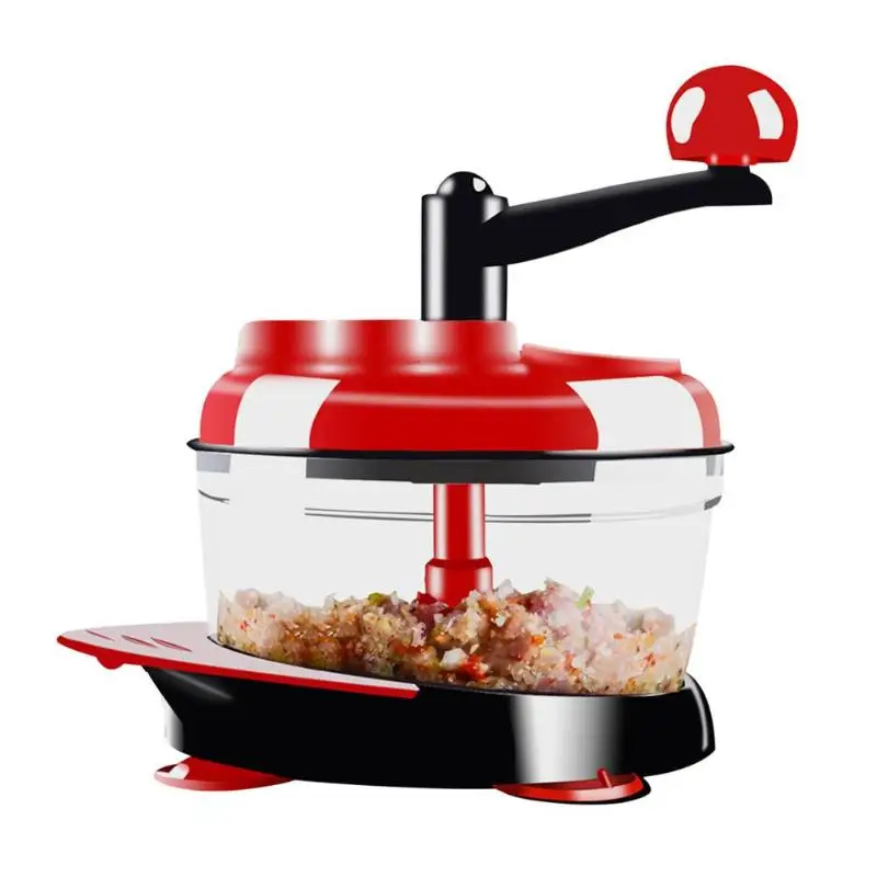 Красный Manual Meat Grinder Multi-function Egg Mixer Vegetable Crusher Food Processor Blender Blade Stainless Steel Cutter Kitchen Tools - Цвет: Красный