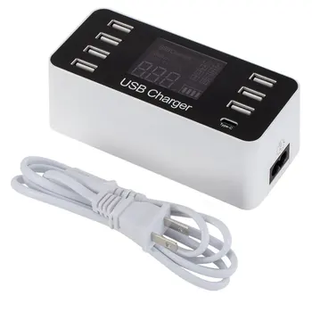 

New A9 type-cb 8-port USB mobile phone charger LCD digital display 5V 8A 40W universal intelligent multi-terminal jack
