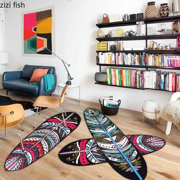 

Exotic Feather Shape Carpet Bedroom Blanket Foyer Blanket Washable Living Room Rug Bedroom Rug