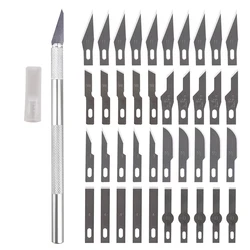Couteaux de Scalpel en métal antidérapant, Kit d'outils de coupe, gravure couteaux artisanaux + 40 lames téléphone portable PCB bricolage réparation main 