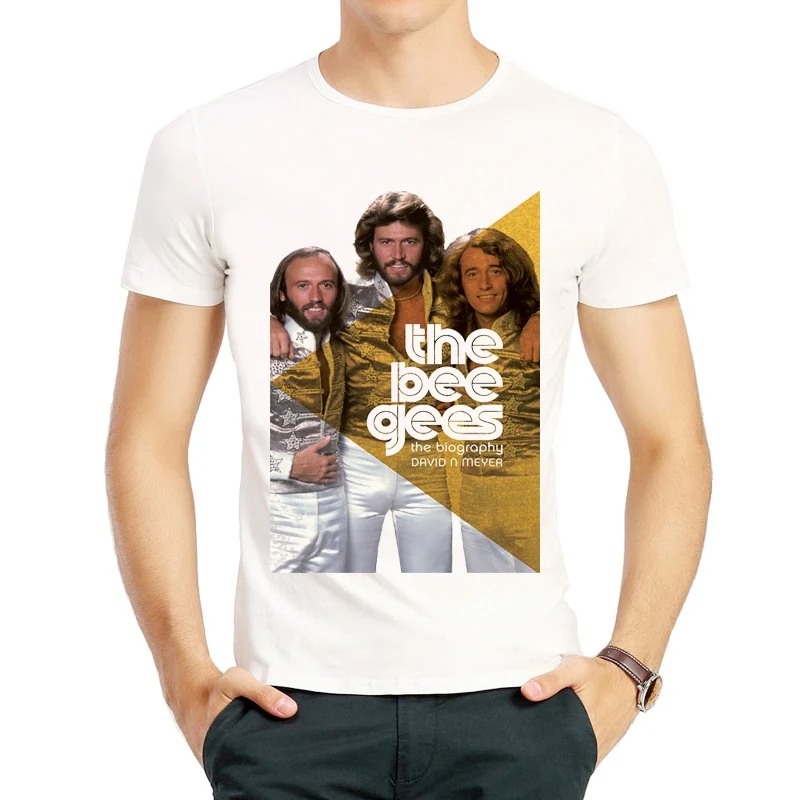 

Bee Gees T-Shirt White Color Mens Clothes Short Sleeve Bee Gees Logo T Shirt Tops Tees tshirt Fashion Band BGST-shirt