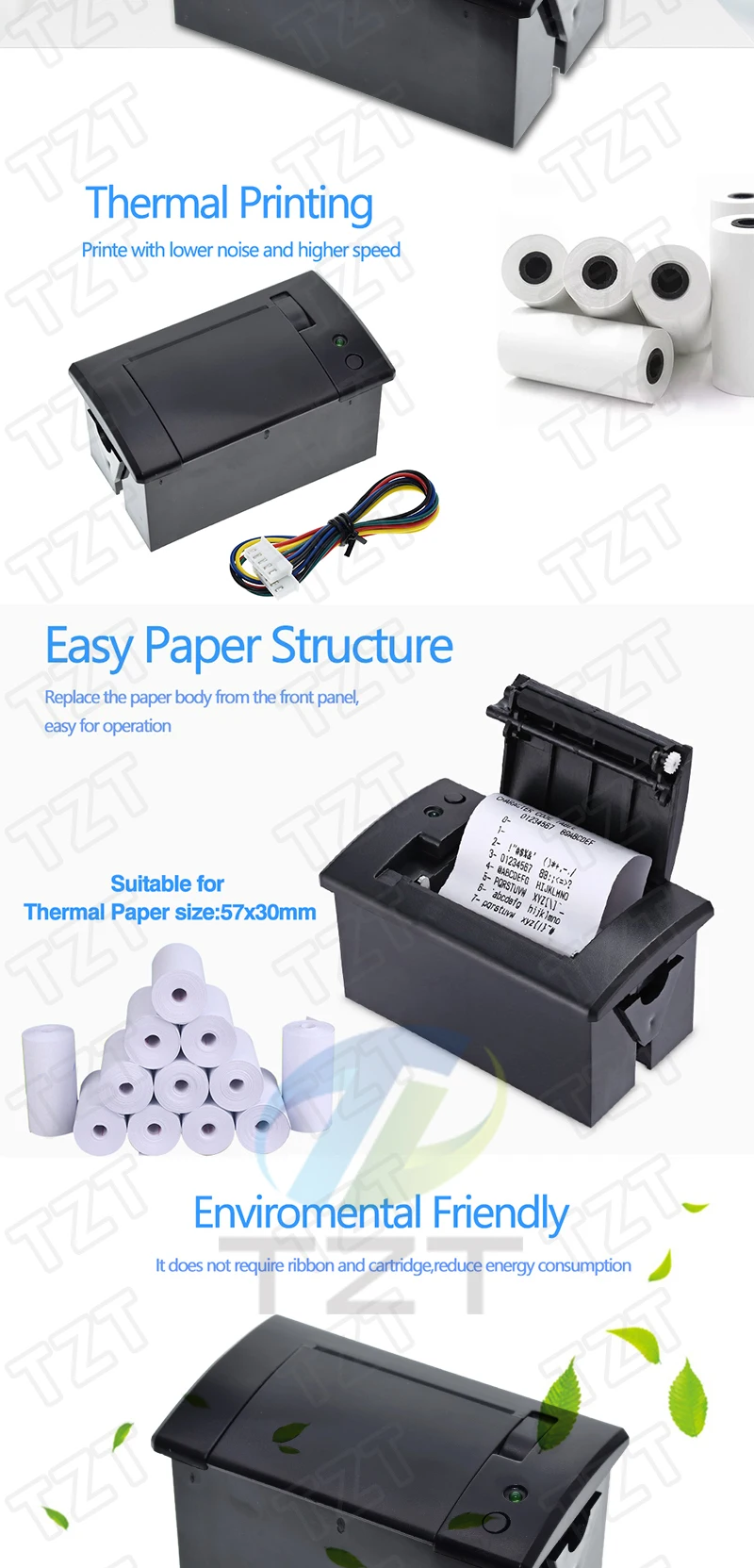 TZT 1/3PCS 58mm Mini-Thermodrucker Eingebetteter POS-Belegticketsdrucker mit Schnittstelle RS232/TTL-Verwendung mit 5V-9V für Arduino – Detail 3