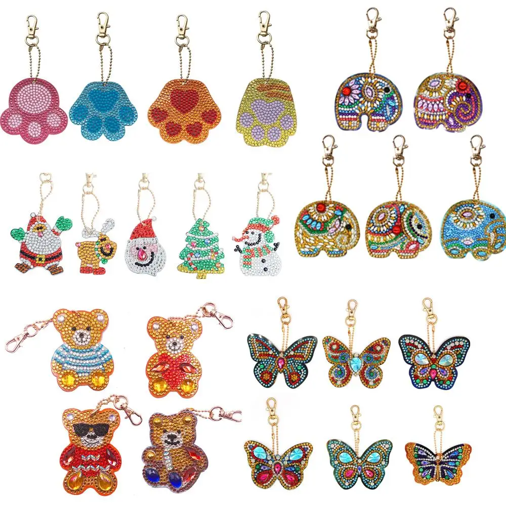 

5D Diamond Painting Keychain Rhinestone Embroidery Pendant DIY Craft Kits Diamond Painting Cross Stitch Key Chain Accessories