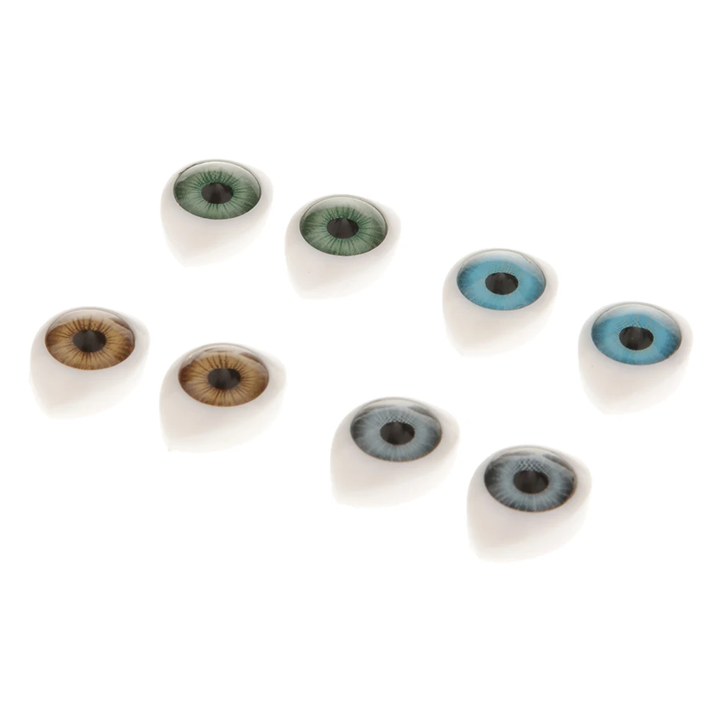 8pcs Oval Flat Back Glass Eyes 9mm Iris for Porcelain or Reborn Dolls DIY